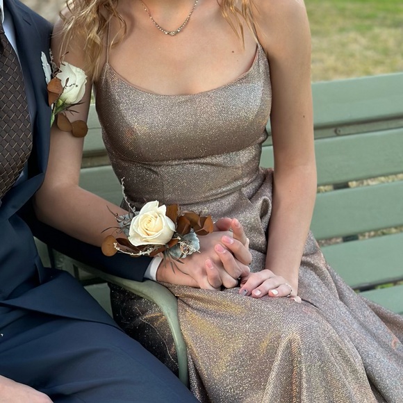 Elegant Gold Prom Dress - Picture 2 of 10